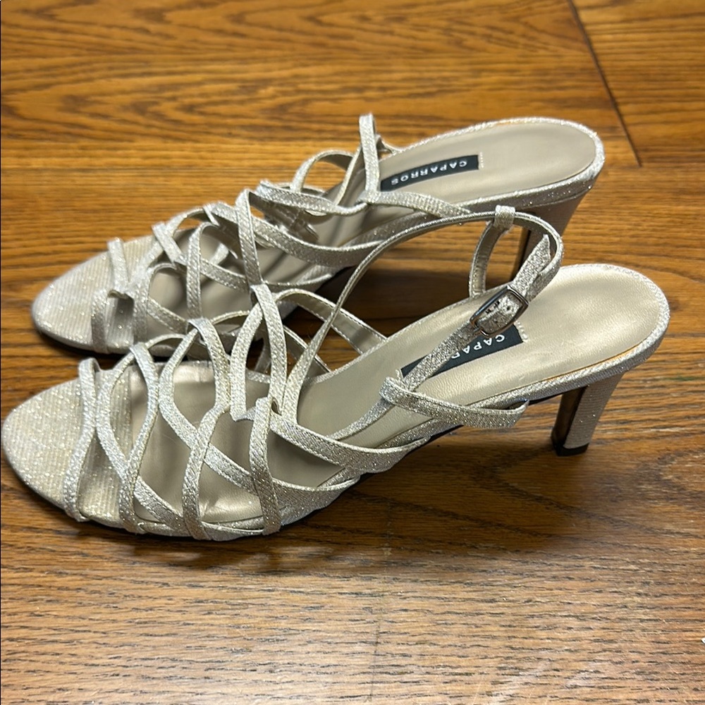 Caparros Gold and Black Heels Elegant Strappy Design